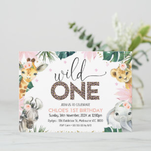Cheetah Print Wild One Safari Tiere Geburtstag Einladung