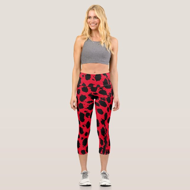 Cheetah Red Capri Leggings (Vorderseite)