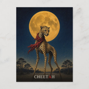Cheetah Roter Schal gothic Surrealismus Postkarte