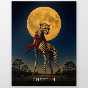 Cheetah Roter Schal gothic Surrealismus Postkarte