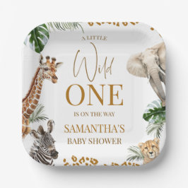 Cheetah Safari Wild One Baby Shower Pappteller
