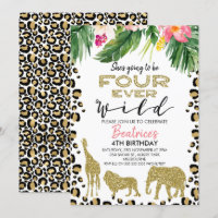Cheetah Skin Four Ever Wild Birthday Einladung