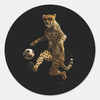 Cheetah Soccer Footll  Runder Aufkleber