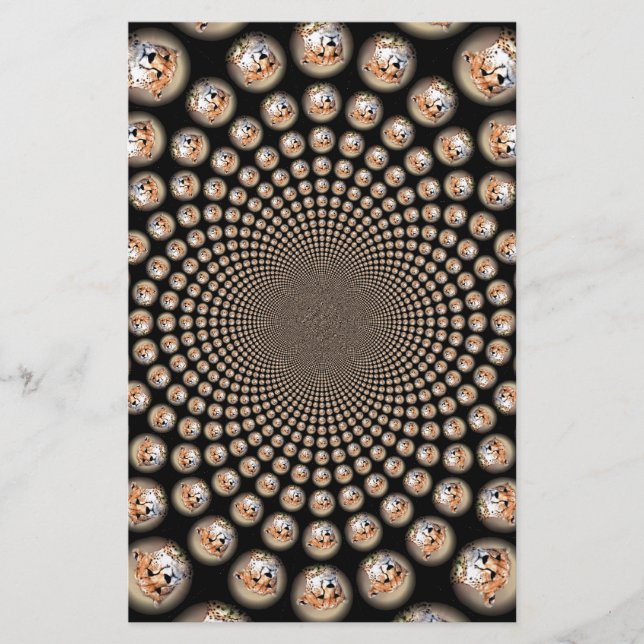 Cheetah Spin Spectacle - Feline Frenzy: Farbenfroh Briefpapier (Vorderseite)