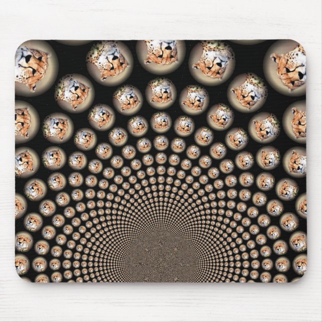 Cheetah Spin Spectacle - Feline Frenzy: Farbenfroh Mousepad (Vorne)