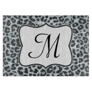 Cheetah Spot Animal Monogram Glas Cutting Board Schneidebrett