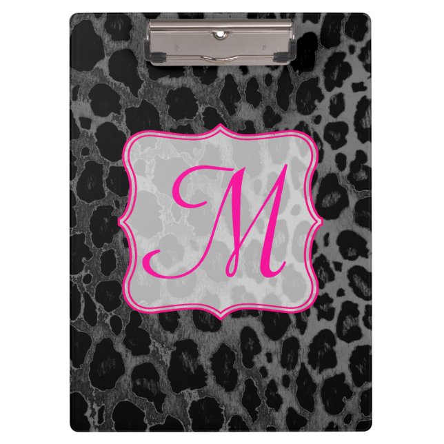 Cheetah Spot Animal Monogram Initial Clip Board Klemmbrett (Vorderseite)