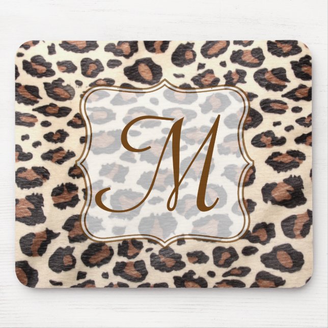 Cheetah Spot Animal Monogram Initial Mouse Pad Mousepad (Vorne)