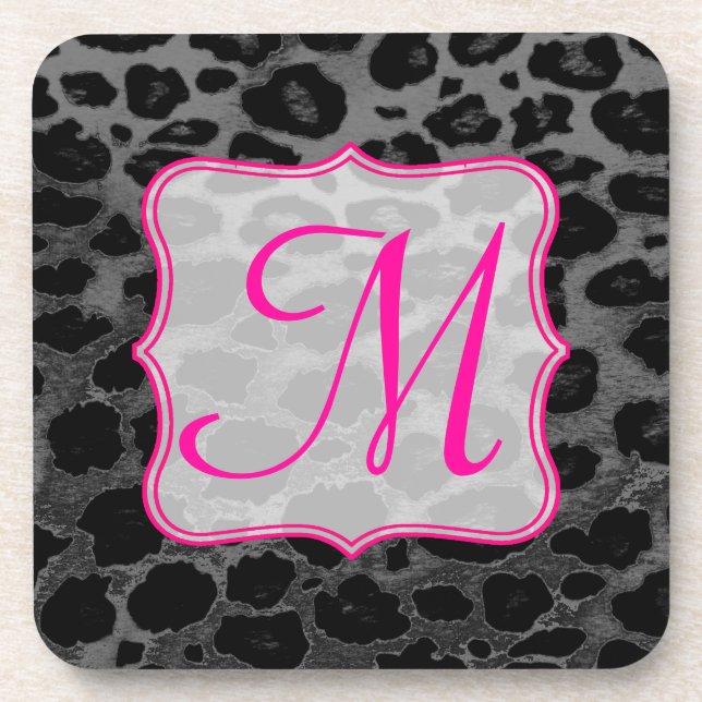 Cheetah Spot Animal Print Monogram Drink Untersetz Untersetzer (Vorderseite)