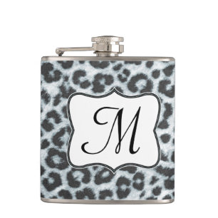 Cheetah Spot Animal Print Monogram Whiskey Flask Flachmann