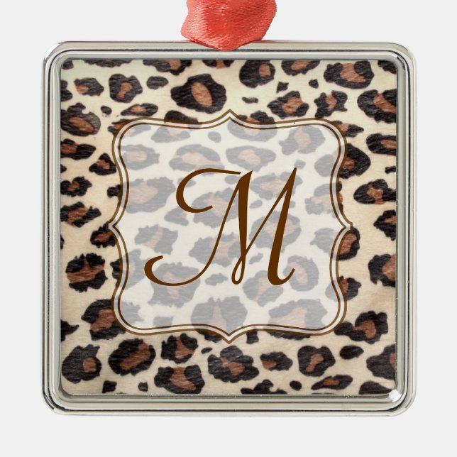 Cheetah Spot Tierpräparat Monogramm Erstmaliges Or Silbernes Ornament (Vorne)