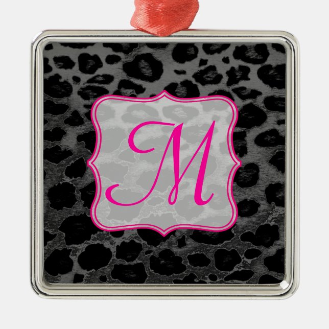 Cheetah Spot Tierpräparat Monogramm Initialverzier Ornament Aus Metall (Vorne)