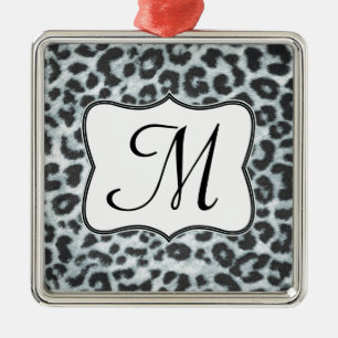 Cheetah Spot Tierpräparat Monogramm Initialverzier Silbernes Ornament