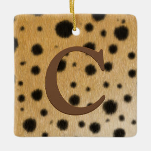 Cheetah Spots für braunes Monogramm und benutzerde Keramikornament