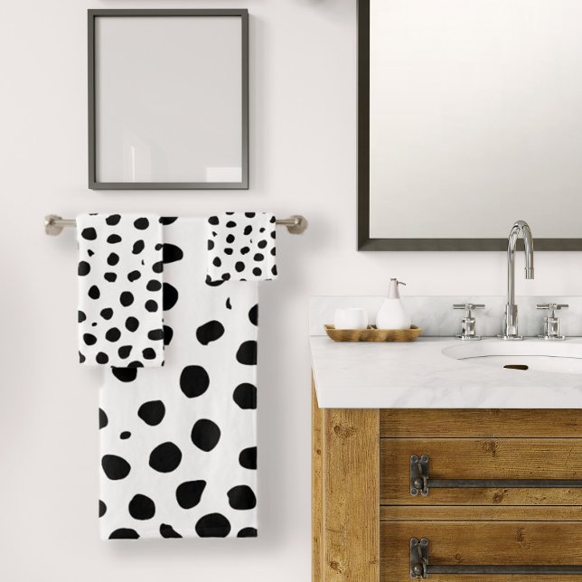 Cheetah Spots Schwarz-weiß Badhandtuch Set (Cheetah Spots Black White Bath Towel Set by Looly Elzayat
)