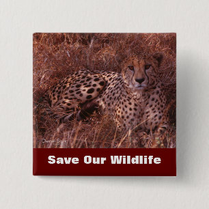 Cheetah Stare Rette Unsere Wildnis Button