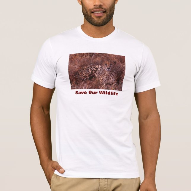 Cheetah Stare Rette Unsere Wildnis T-Shirt (Vorderseite)