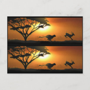 Cheetah und Gazelle Buchmarkierungen Postkarte