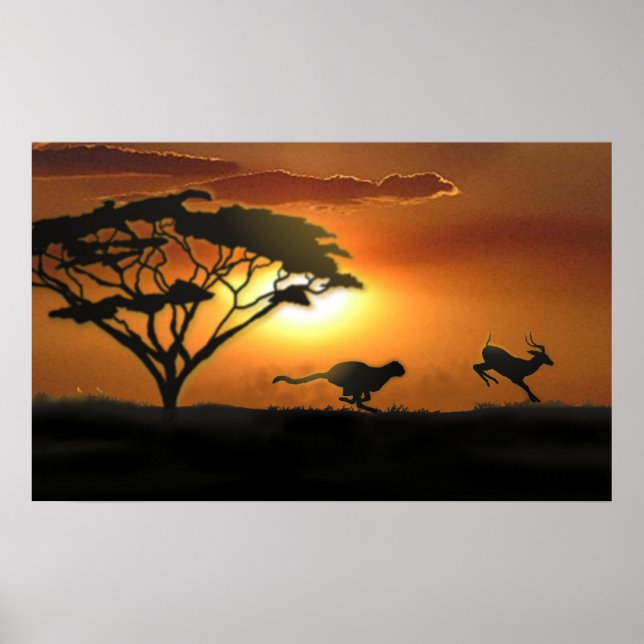 Cheetah und Gazelle Poster (Vorne)