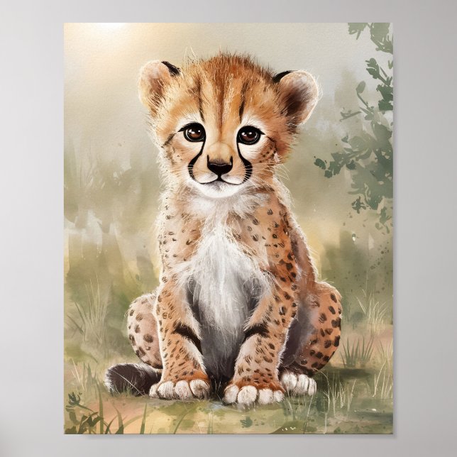 Cheetah Watercolor Principe Kunst Poster (Vorne)