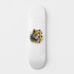 Cheetah Watercolor Tinte Spritzer Skateboard