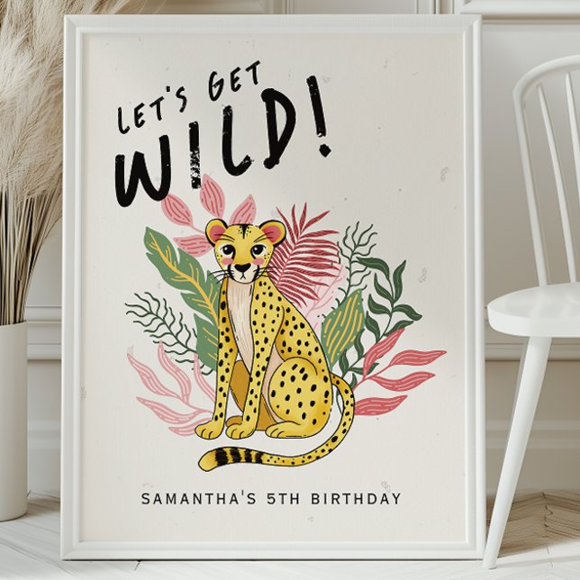 Cheetah Wild Party Animals Kids Birthday Welcome Poster (Von Creator hochgeladen)