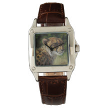 Cheetah Women's Wristwatch mit Brown Leather Band