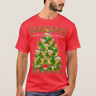 Cheetah Xmas Licht Tree Santa Cheetah Ugly Chri T-Shirt