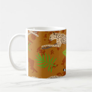 Cheetahs-Blätter: Vintage Grafik nahtlos Kaffeetasse