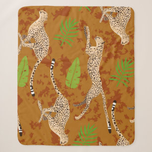 Cheetahs-Blätter: Vintage Grafik nahtlos Sherpadecke