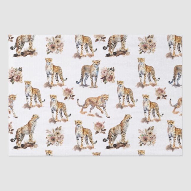 Cheetahs Floral Seidenpapier (Vorderseite)