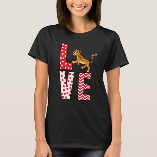 Cheetahs Valentines Day Love Valentine Cute Hearts T-Shirt (Vorderseite)