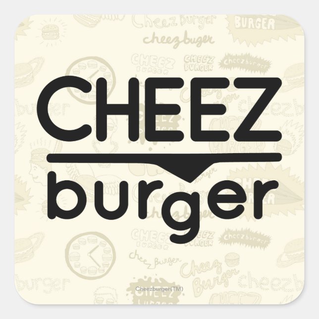 Cheezburger Logo (schwarz) Quadratischer Aufkleber (Vorderseite)