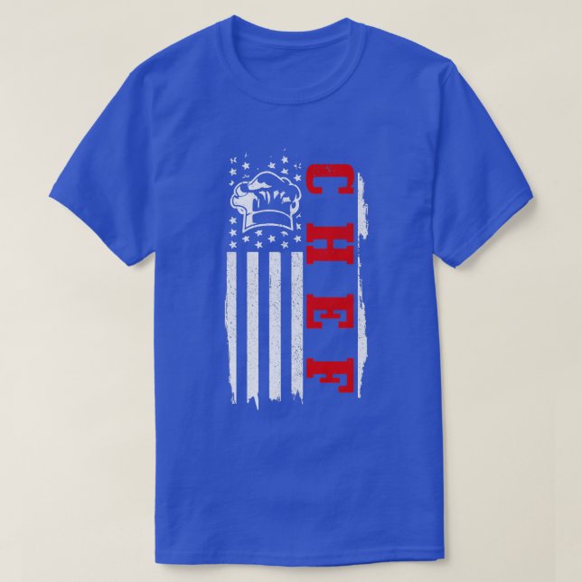 Chef American Flag Patriotic Cook Cooking BBQ Gril T-Shirt (Design vorne)