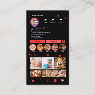 Chef Bakery Instagram Roter Gebäck Caterer QR Visitenkarte