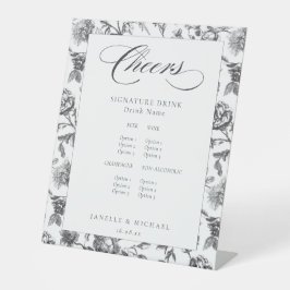 Chef Black & White Antique Toil Wedding Bar Menu Sockelschild