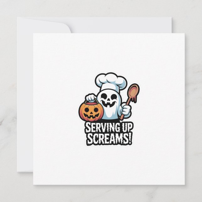 Chef Boo – Spooky Cute Halloween Ghost Spoon Einladung (Vorderseite)