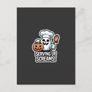 Chef Boo – Spooky Cute Halloween Ghost Spoon Einladungspostkarte