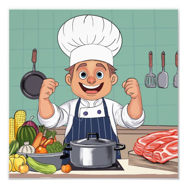Chef-Cartoon Procreate-Handzeichnung  Fotodruck (Vorne)