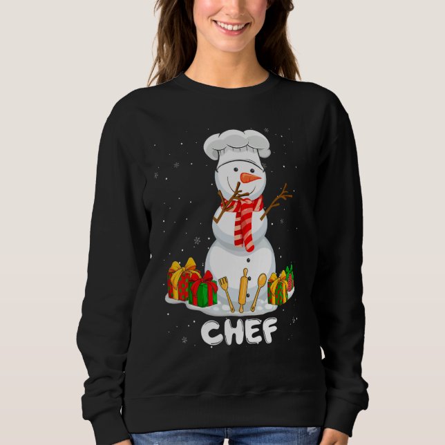 Chef Christmas Funny Snowman Xmas Holiday Pajamas Sweatshirt (Vorderseite)
