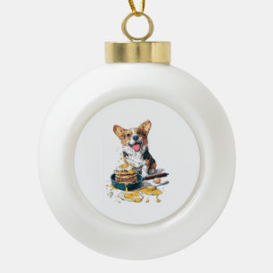 Chef Corgi – Lustiger kochender Hund Keramik Kugel-Ornament