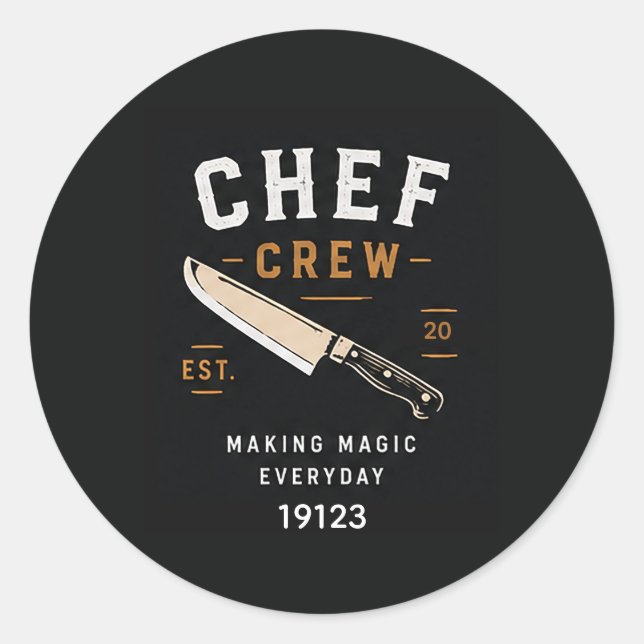 🔪 Chef Crew Restaurant-Küchenpersonal-Logo 🔪 Runder Aufkleber (Vorderseite)