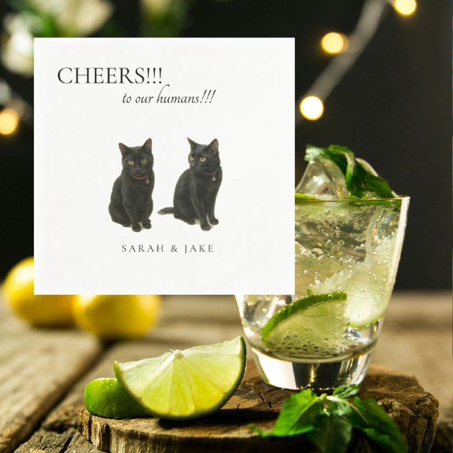 Chef Custom 2 Cats Black Text Hochzeit Napkins Serviette (Von Creator hochgeladen)