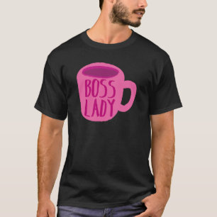 CHEF-Dame mit einer rosa Kaffeetasse T-Shirt