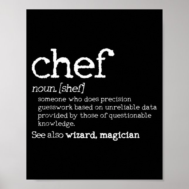 Chef Definition - Lustiges Wörterbuch Kochgeschenk Poster (Vorne)