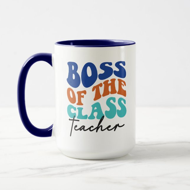 Chef des Klassenlehrers Wordart Tasse (Links)