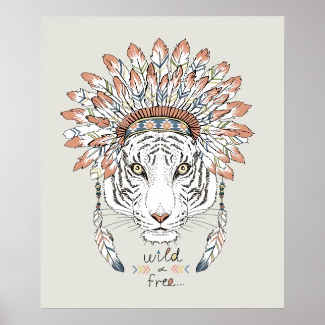 Chef des Tiger Native Amerikanischen Ureinwohners Poster (Vorne)