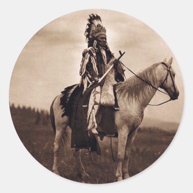 Chef des Vintagen Indischen Krieges Runder Aufkleber (Vorderseite)