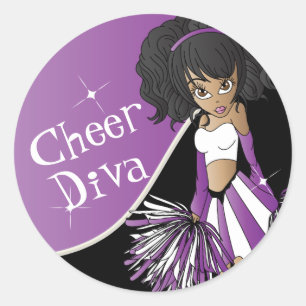 Chef Diva Girl Cheerleader in Lila Runder Aufkleber