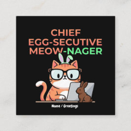 Chef-Ei-kutiv-Meow-Nager Lustige Osterkatze  Quadratische Visitenkarte